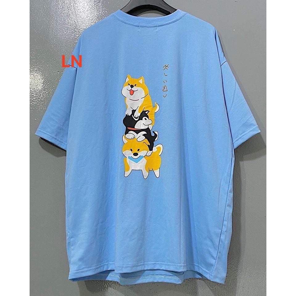 Áo phông cotton họa tiết chó in lưng