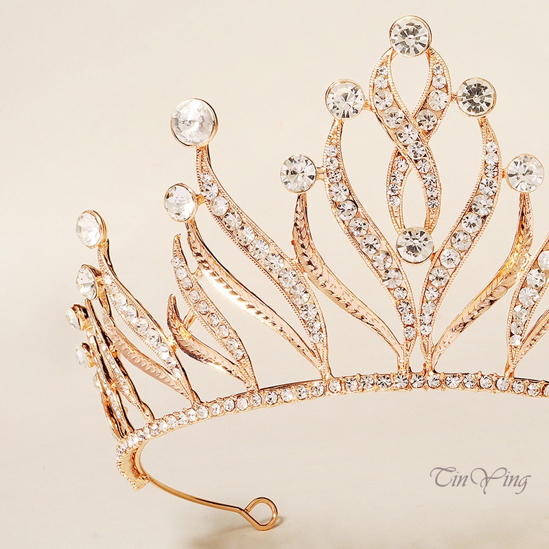 GETNOIVAS Băng Đô Cài Tóc Hình Vương Miện Đính Đá Lấp Lánh Thời Trang Cho Cô Dâu