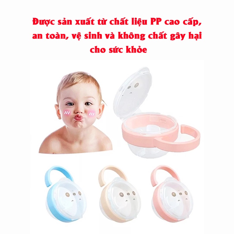 Hộp đựng ti giả mới cho bé 2022, núm vú giả chống bụi trong suốt có móc treo hình gấu dễ thương cho bé
