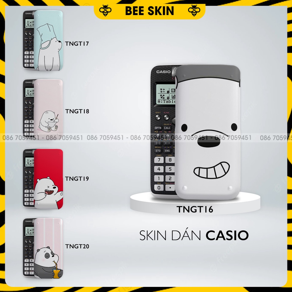 Skin dán máy tính CASIO In Hình T-BareBộ 4 (Casio 570 / Casio 570-2nd/ Casio 580 /Vinacal..) tngtb4