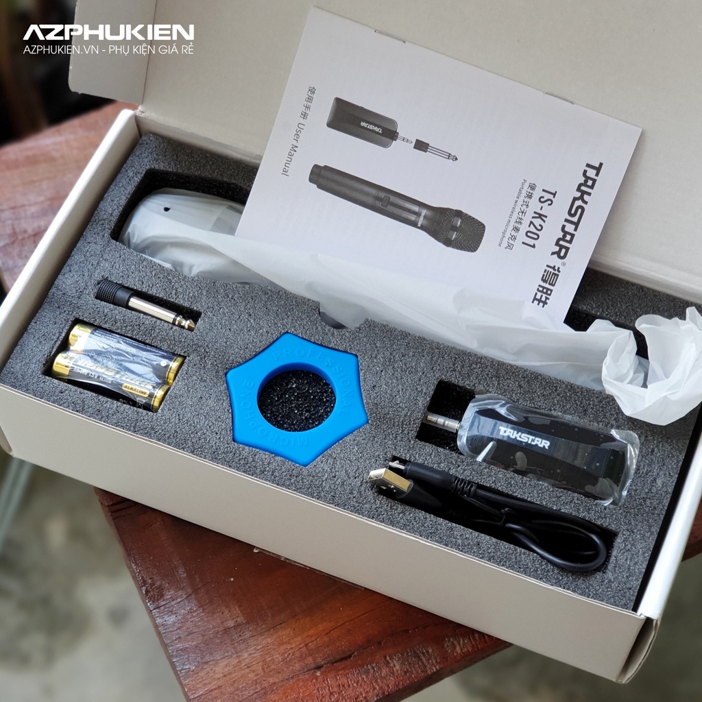 Micro không dây TAKSTAR TSK201 - Chuyên dùng cho Soundcard, loa kéo, dàn karaoke - Hàng chính hãng bảo hành 12 tháng