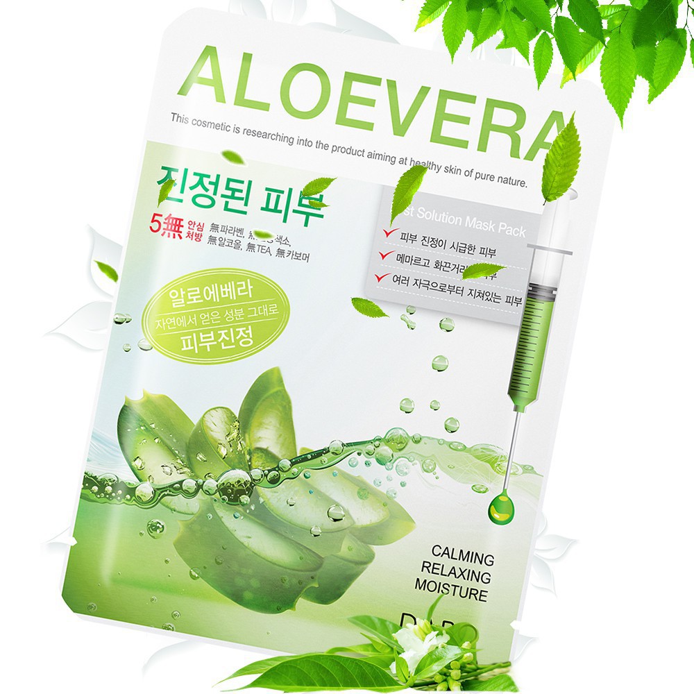 Mặt Nạ Đắp Mặt lô hội Dabo Aloe Vera First Solution Mask Pack 10 miếng 23g