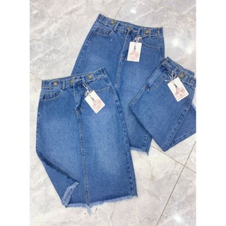 Chân váy jean nữ phối khoen