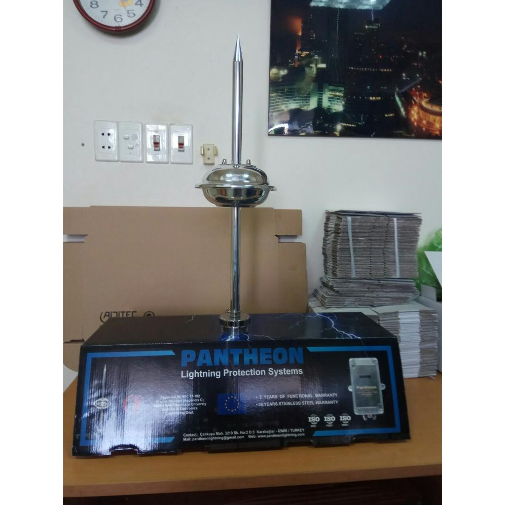 Kim thu sét chủ động phóng tia tiên đạo Pantheon BX-125 bán kính bảo vệ an toàn 84m, Kim chống sét inox 304 mạ Crom