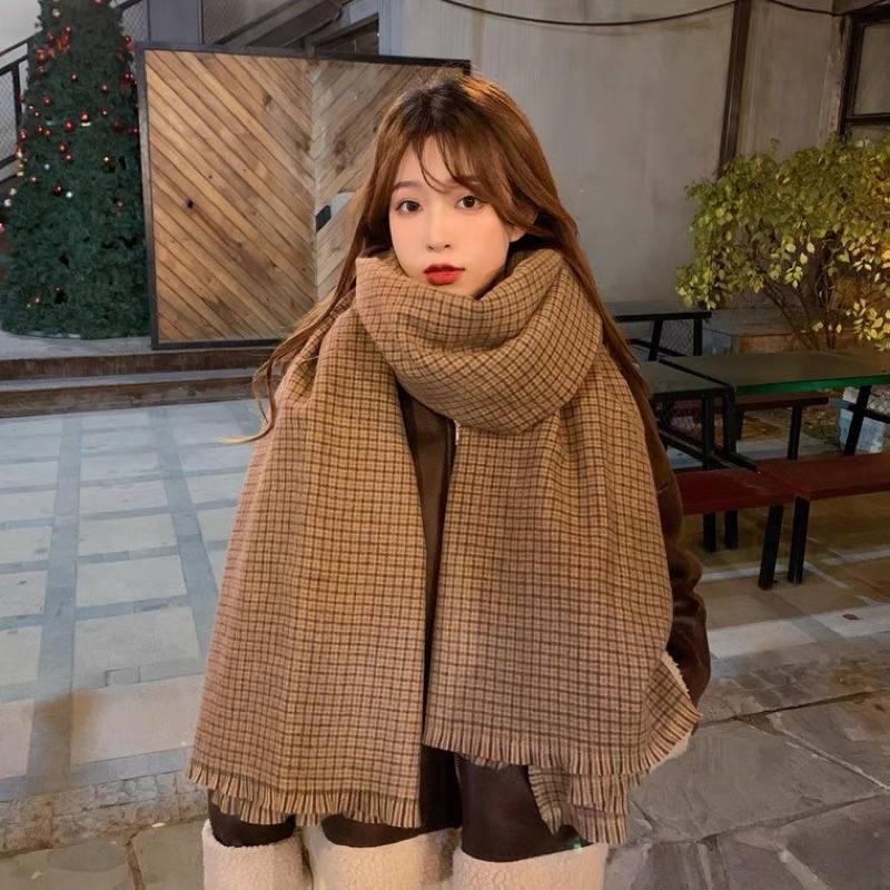 [HÀNG CÓ SẴN] KL13- Khăn quàng cổ hoạ tiết caro unisex phong cách Hàn Quốc
