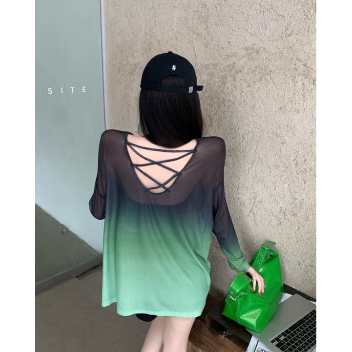 Áo thun COZOKC tay dài dáng rộng chống nắng phong cách thời trang Hàn Quốc