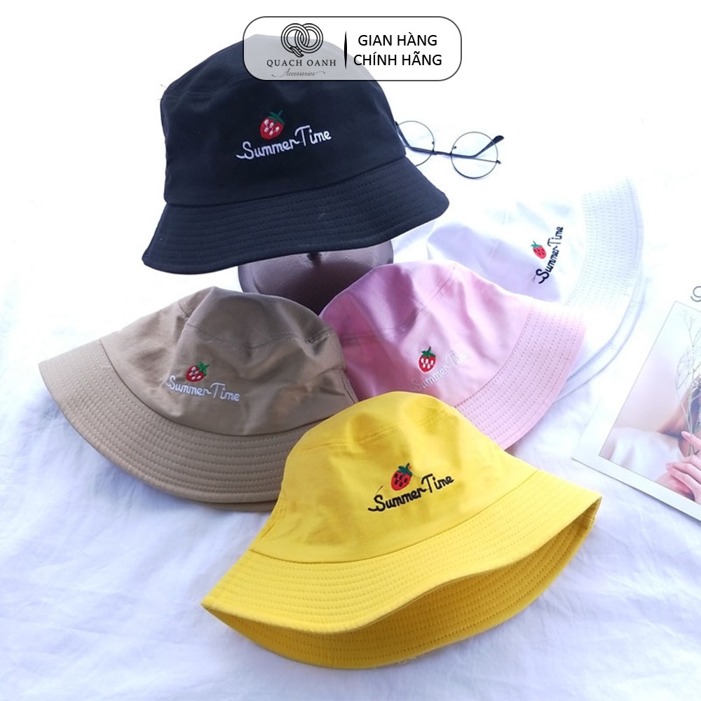 Mũ nón bucket QO ACCESSORIES vành rộng quả dâu mùa hè tai bèo MU47