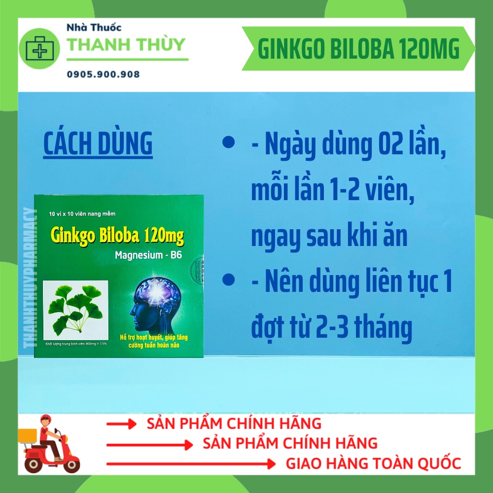 Ginkgo Biloba 120Mg Magnesium B6 - Thanh Hằng  Hỗ Trợ Hoạt Huyết, Giúp Tăng Cường Tuần Hoàn Não