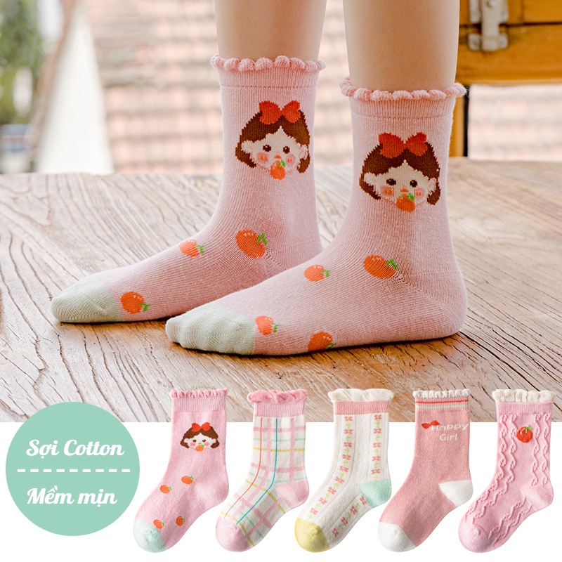 Set 5 Đôi Tất Minliu Cho Bé Trai và Bé Gái Từ 1-12 Tuổi 100% Cotton Hàng Xuất Nhật Tất Trẻ Em Siêu Mềm Mịn 2022-2023