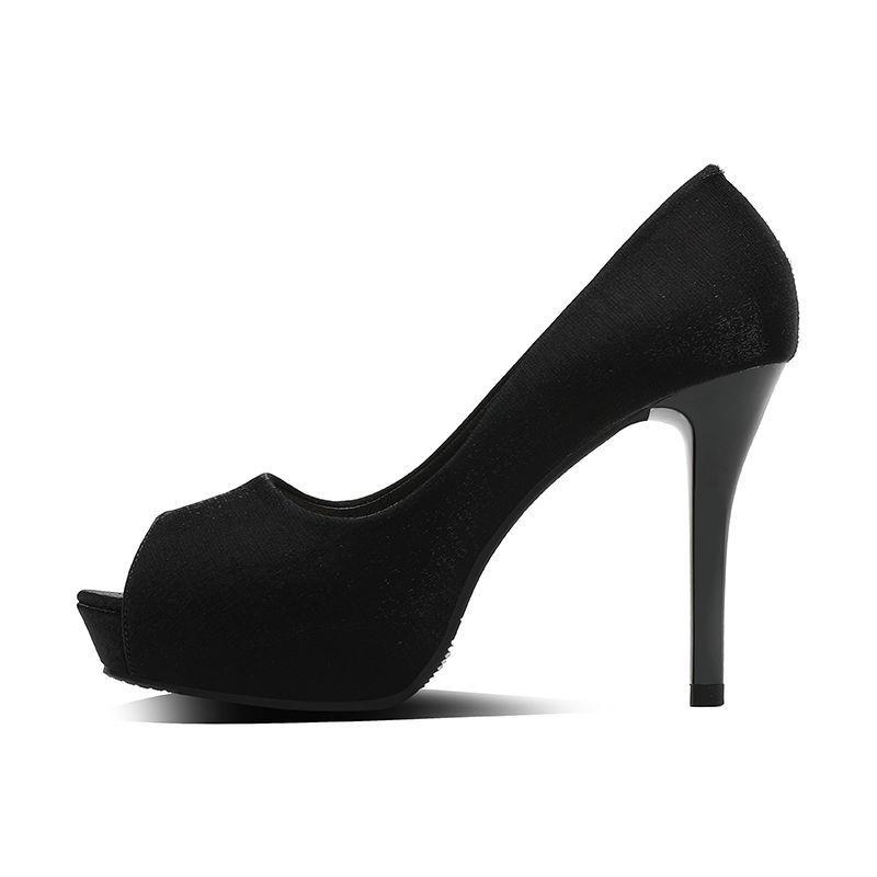 Giày Cao Gót 10Cm Hở Mũi Chất Liệu satin Size 32 ​​Giày Búp Bê Chống Thấm Nước size Nhỏ 33