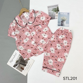 Bộ Pijama Quần Lửng Cổ Sen Lụa Mango Cao Câp Hàng Có Size