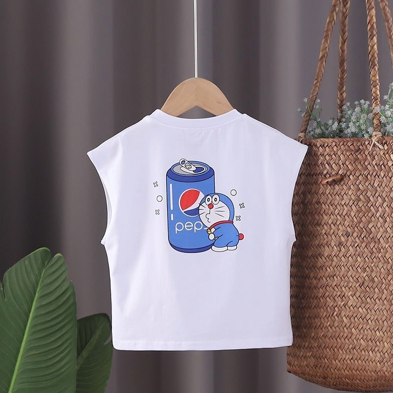 Áo thun sát nách in hoạ tiết Doraemon nhiều màu cho bé trai & bé gái - Cao 90-140cm, nặng 10-30kg