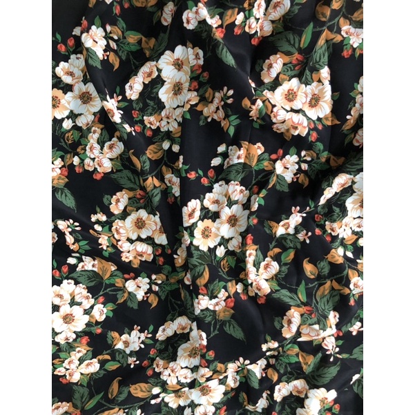 Vải lanh tơ đen hoa