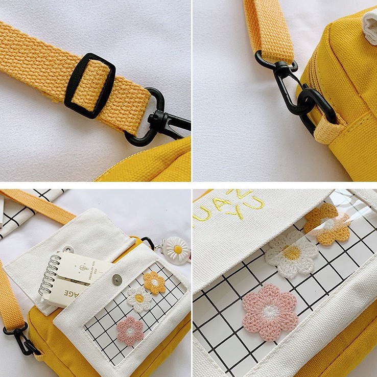 Túi đeo vai đeo chéo mini chất liệu vải canvas cao cấp thời trang Hàn Quốc | BigBuy360 - bigbuy360.vn
