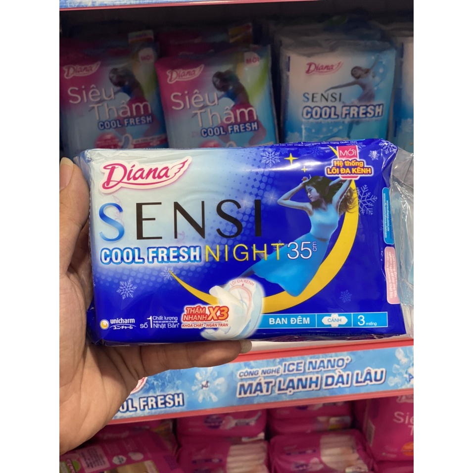 Combo 2 gói băng vệ sinh Diana Sensi Cool Fresh Night 35cm 3 Miếng