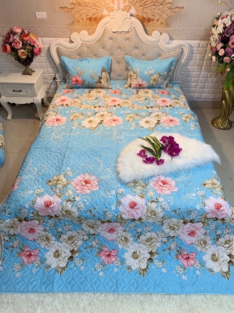 Sét chăn ga gối trần bông xẻ góc 5 món (y hình ) phủ xẻ góc đẹp dày dặn