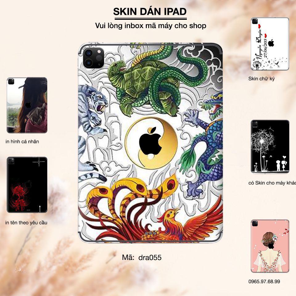 Skin dán iPad in hình Long Lân Quy Phụng - dra055 (inbox mã máy cho Shop)