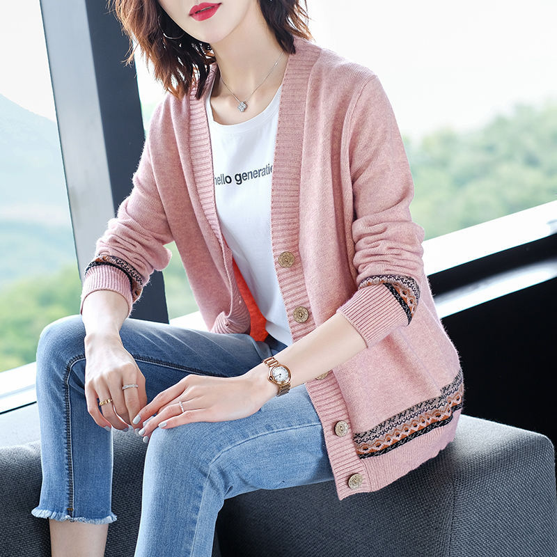 Áo Khoác Cardigan Tay Dài Cổ Chữ V Dáng Rộng Thời Trang Cho Nữ