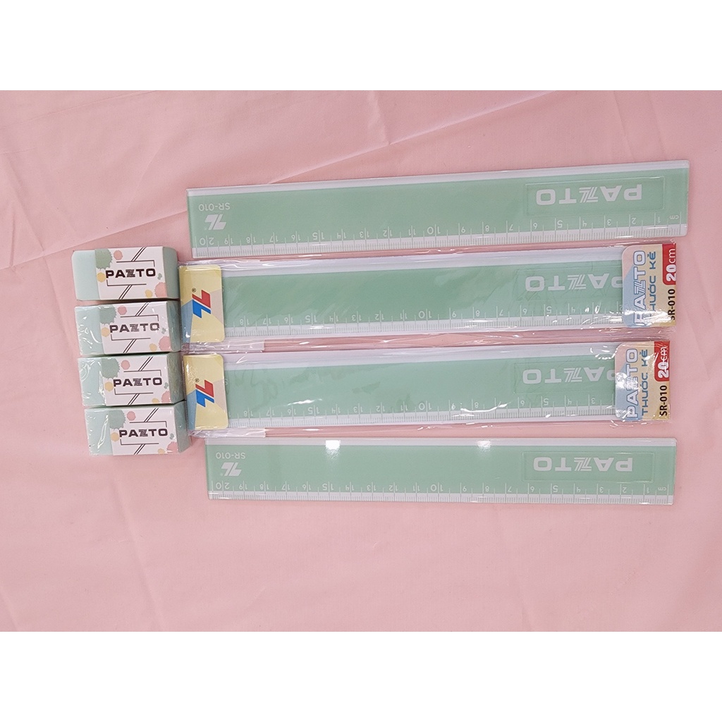 Thước nhựa  cứng Thiên Long Pazto SR-010 màu Pastel, thước thẳng dài 20 cm (Túi 1 cây)