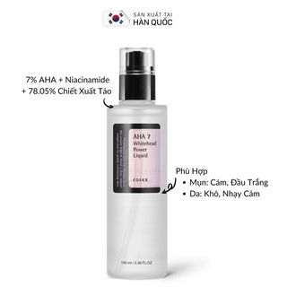 [Hàng AUTH] Tẩy Da Chết Hóa Học Loại Bỏ Mụn Đầu Trắng COSRX AHA 7 Whitehead Power Liquid Exfoliator 100ml