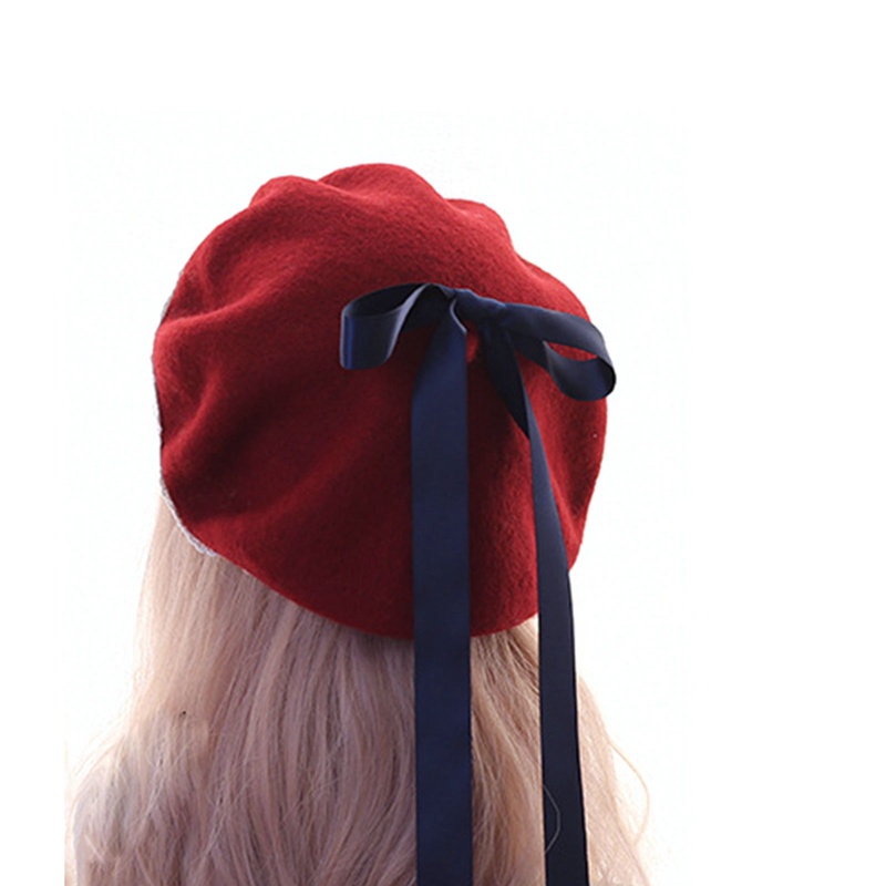 Mũ Beret Đính Nơ Phong Cách Lolita Dễ Thương Cho Nữ
