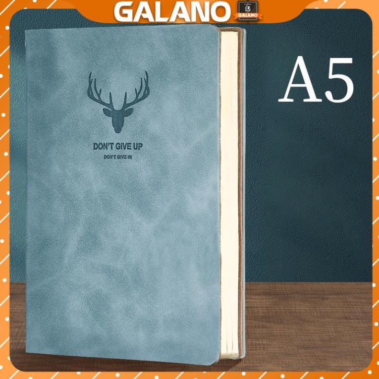 Sổ tay bìa da GALANO sổ tay ghi chép size A5 200 trang họa tiết hươu Don't Give Up cá tính SN-001371