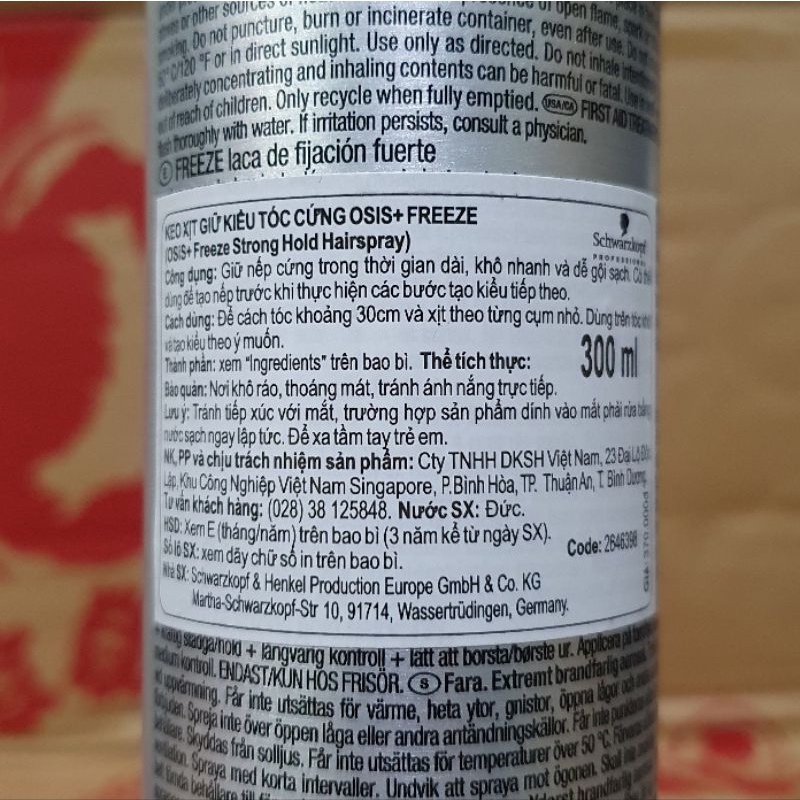 Keo xịt bóng tóc Osis+ 1-Spakler, 2-Freeze, 3-Session. Schwarzkopf Professional.