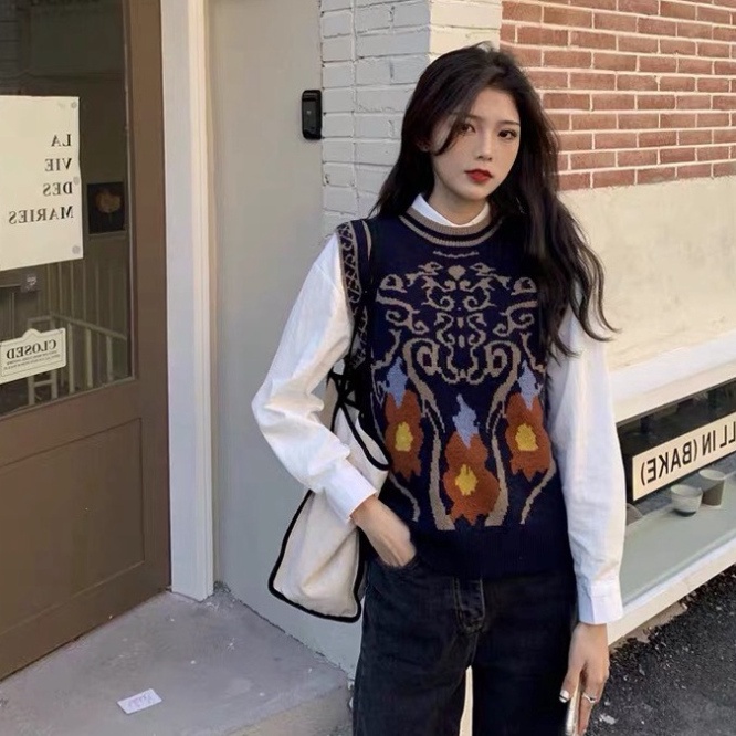 Gile Len Nữ Hàn GUMAX, Áo Len Gile Nữ Màu Sắc Vintage Form Rộng FreeSize Siêu Xinh