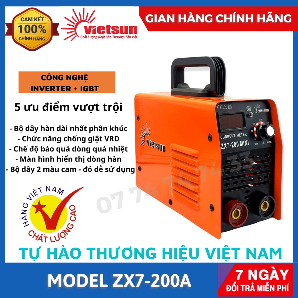 Máy hàn mini Vietsun ZX7-200, máy hàn điện tử Vietsun, thương hiệu Việt Nam, máy hàn điện - 𝑽𝒊𝒆𝒕𝒔𝒖𝒏