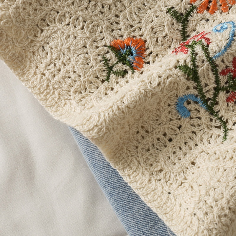 Áo Croptop Hai Dây Đan Móc Họa Tiết Hoa Phong Cách Boho Cho Nữ