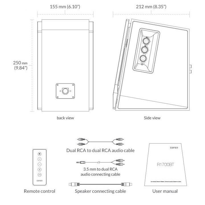 Dàn loa kiểm âm cao cấp Edifier R1700 BT kết nối bluetooth chất lượng âm thanh vượt trội - Loa karaoke cho gia đình