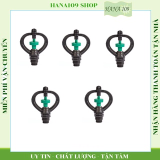 Bộ 05 béc tưới phun mưa thân xoay ren ngoài 21 mm chuyên tưới rau, hoa, cây cảnh, cây ăn trái, cỏ trồng các loại