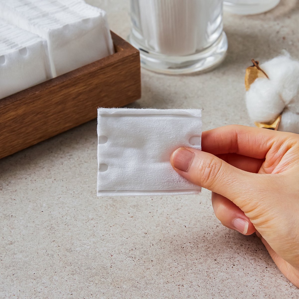 Bông tẩy trang Cotton No Brand Hàn Quốc loại tròn/vuông - 부드러운 화장솜 - Gói 100/240 miếng