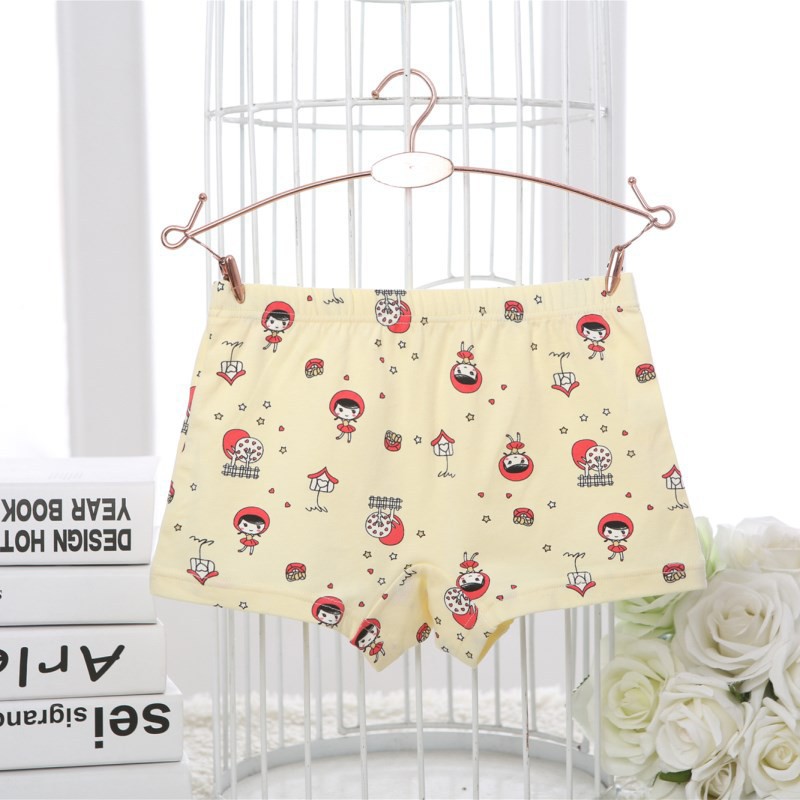 Combo Hộp 4 quần lót dạng đùi vải cotton Hàn Quốc cho bé gái mẫu Cô Bé Quàng Khăn Đỏ