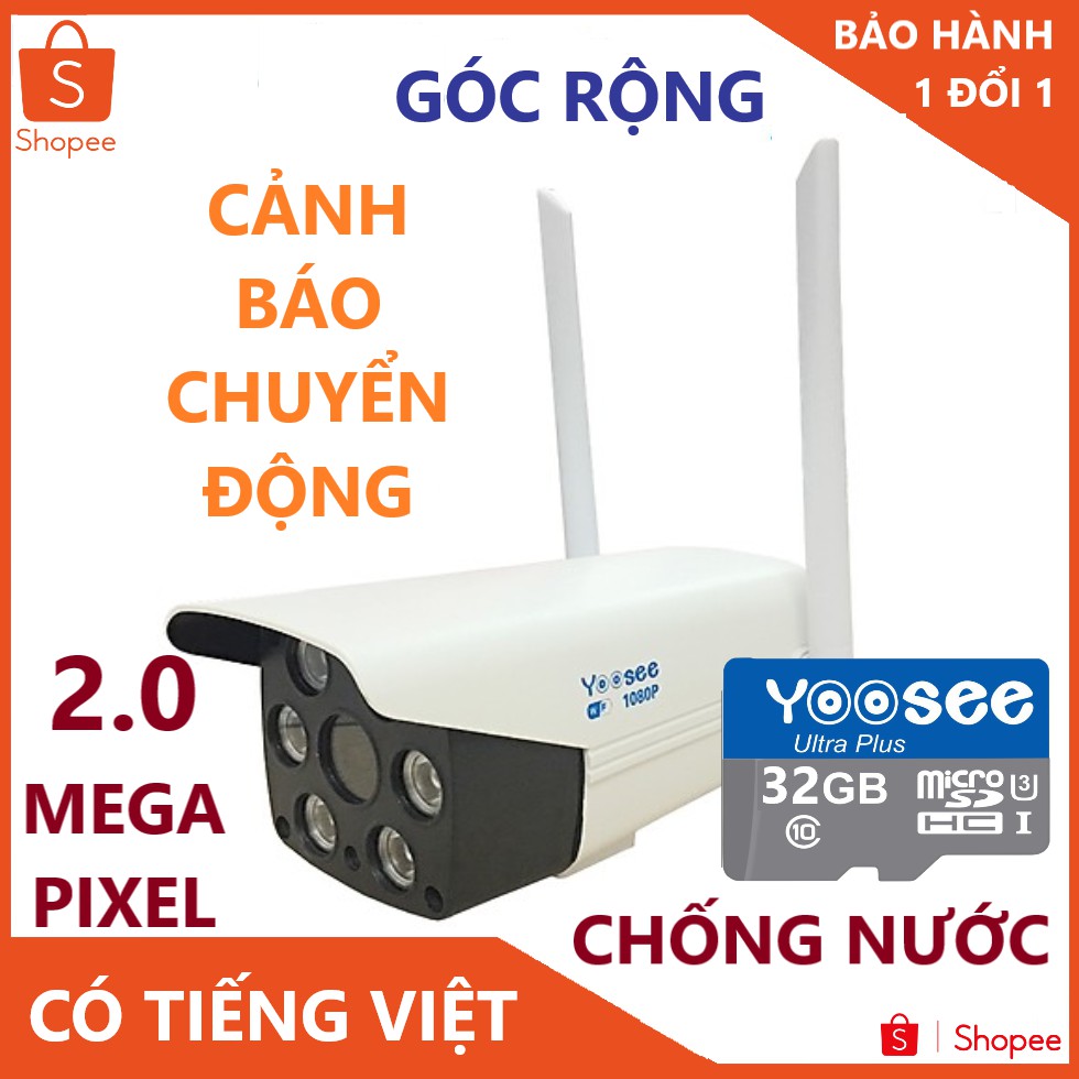 Camera Wifi Camera Yoosee ngoài trời 2 râu 2.0mpx - xem đêm có màu đàm thoại 2 chiều có Tiếng việt - bảo hành 24 tháng