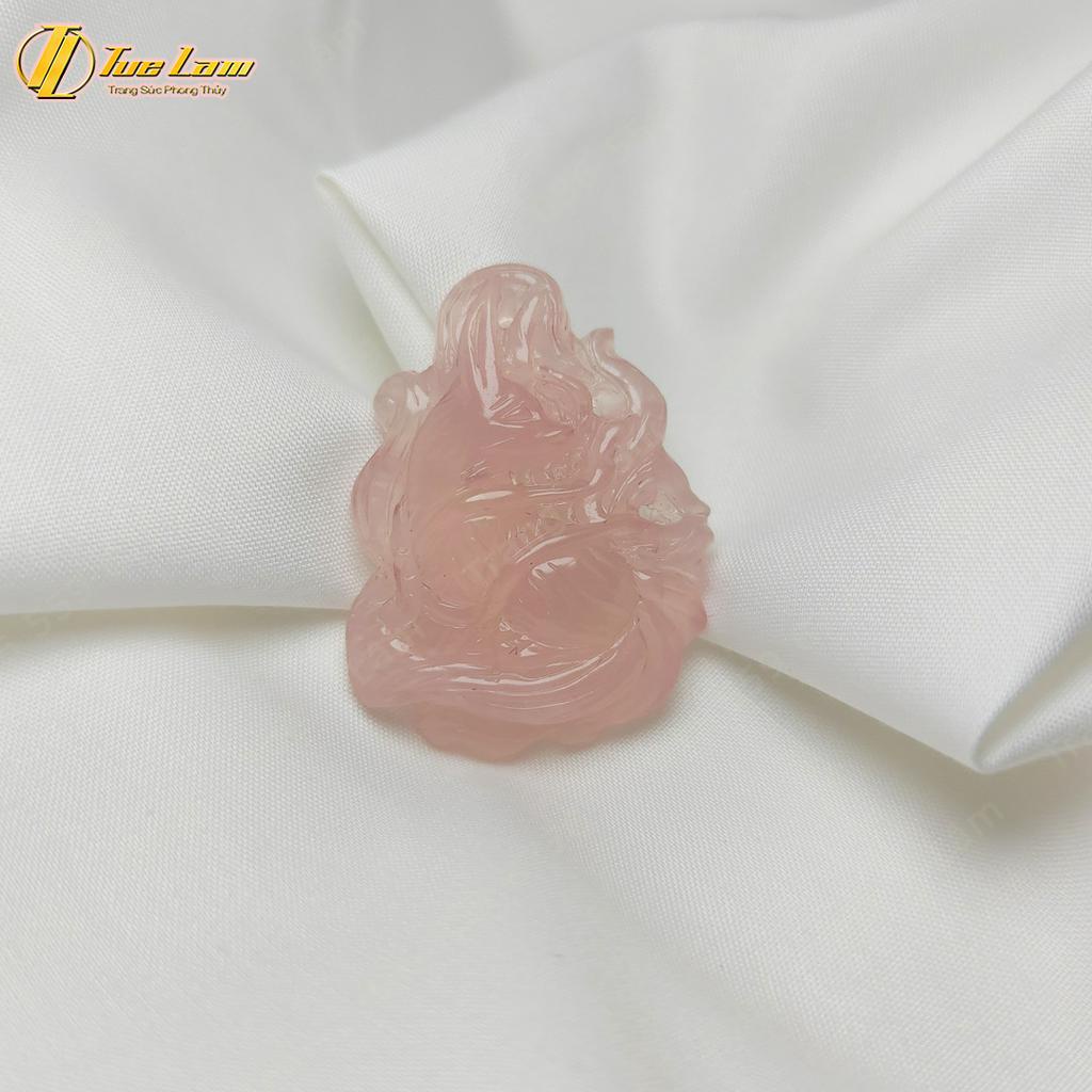 Dây chuyền nữ hồ ly chúa 9 đuôi dải lụa thạch anh hồng hợp mệnh hỏa thổ trợ duyên may mắn - Tuệ Lâm