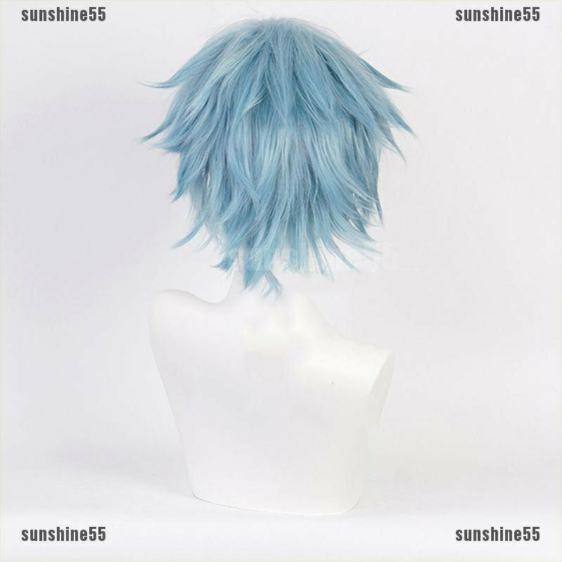 [Sẵn] Wig/tóc giả cosplay Shigaraki Tomura - Boku no hero tóc nam xù cơ bản xanh da trời khói tại Miu Cosplay