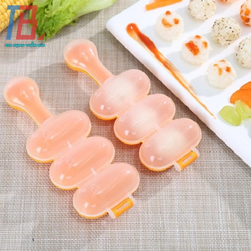 Khuôn lắc cơm hình tròn cho bé 3 ngăn