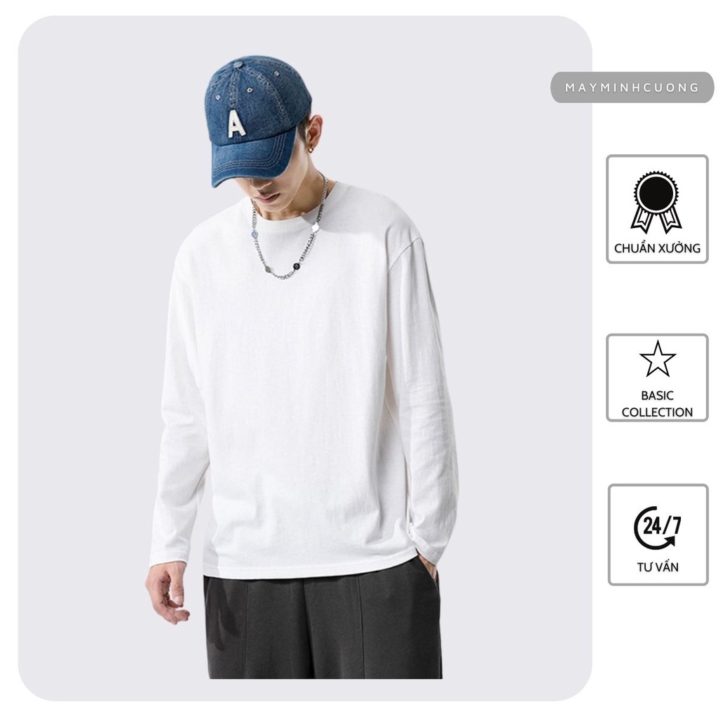 Áo nam form rộng dài tay, kiểu unisex chất vải thun cotton co giãn 4 chiều áo, áo ấm mùa thu đông 2 màu trắng đen-JBT02