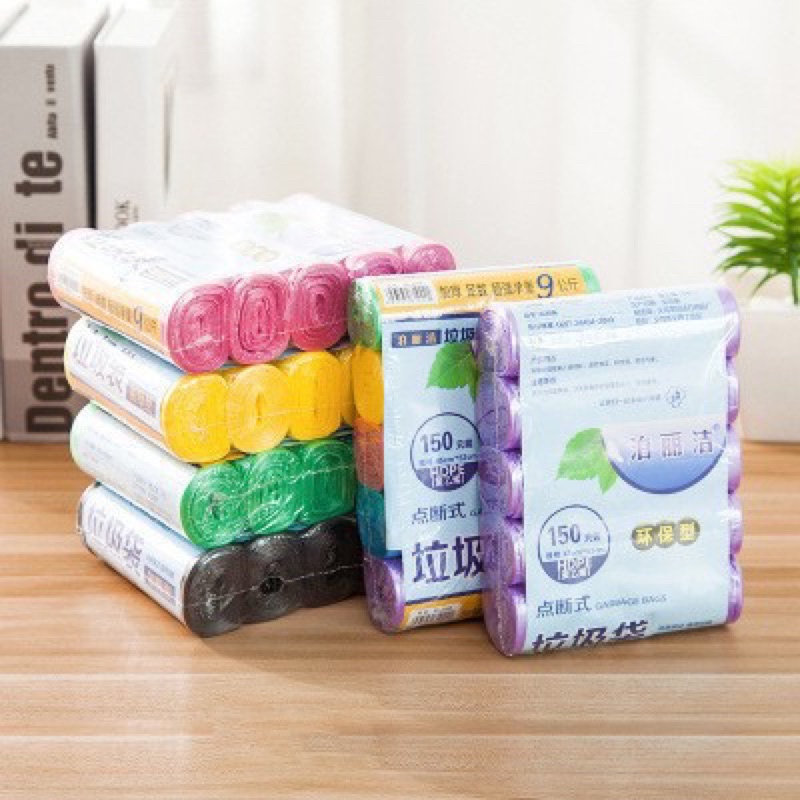 Túi rác tự phân huỷ, túi 5 cuộn nilon đựng rác tự tiêu (giá rẻ vô địch)