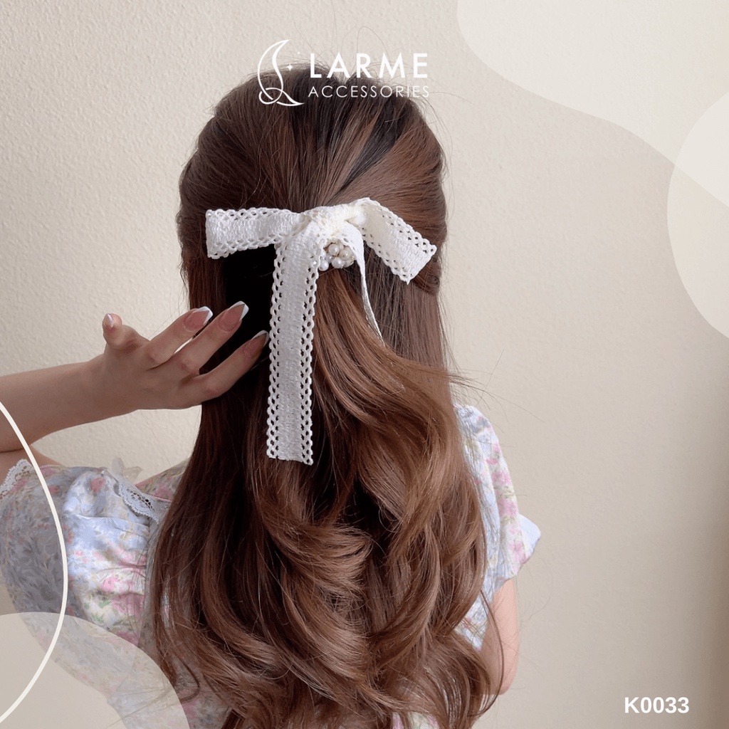 Dây cột tóc, dây buộc tóc nơ vải Hàn Xẻng dễ thương Larme Accessories - K0033