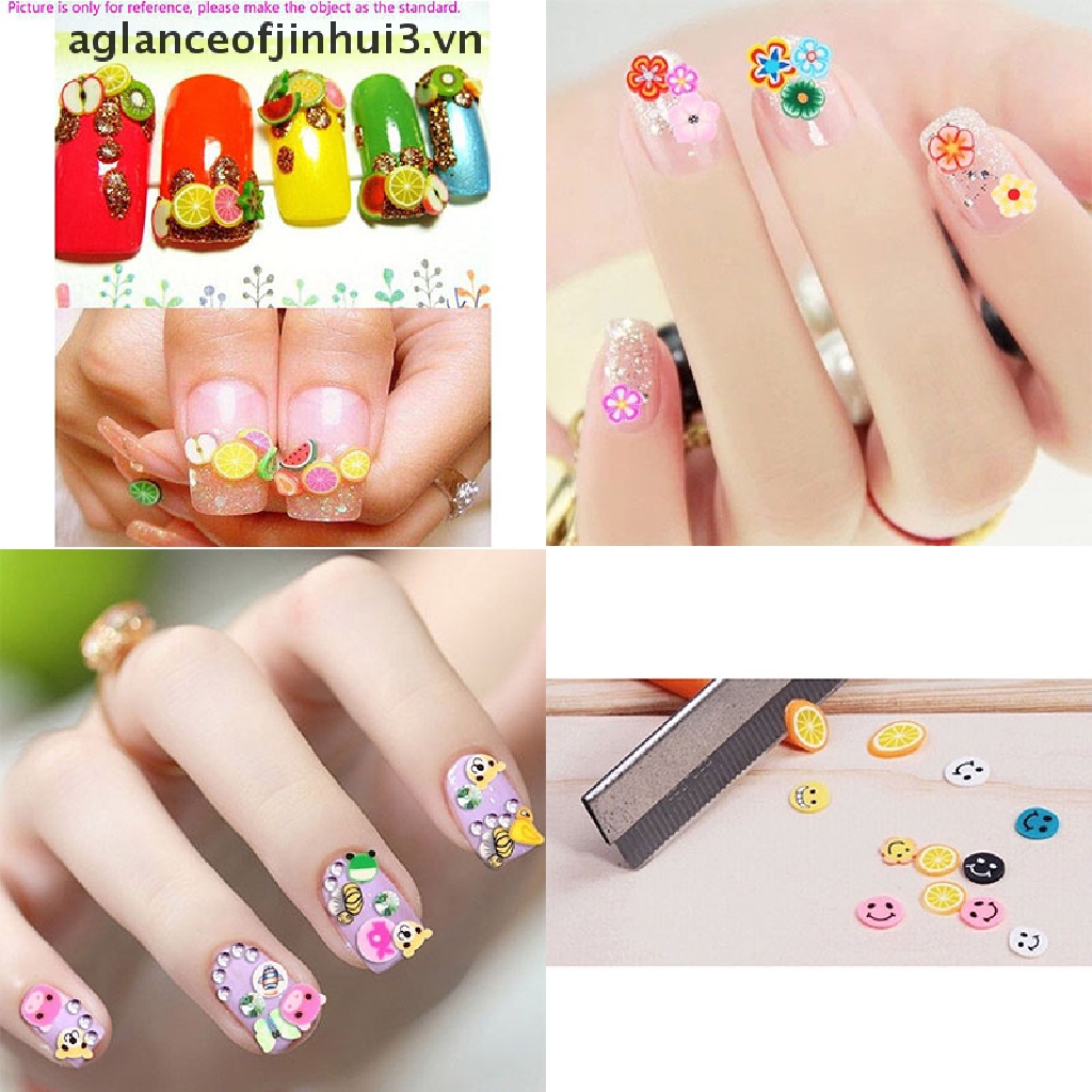 Bộ 1000 Miếng Dán Trang Trí Móng Tay 3D Hình Động Vật Trái Cây Xinh Xắn