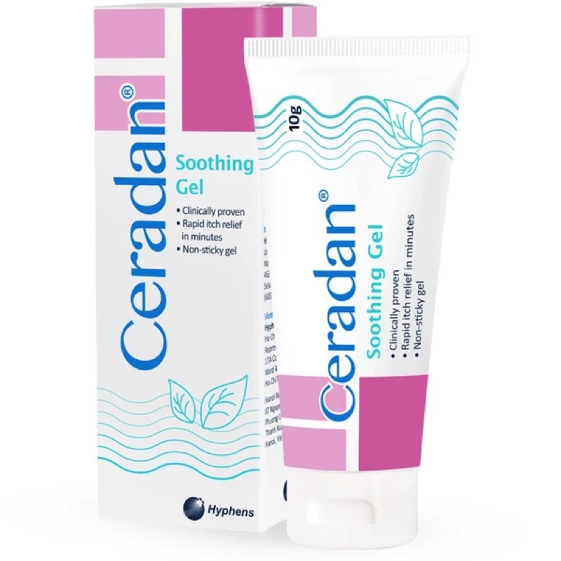 CERADAN SOOTHING GEL 10g-50g : gel bôi giúp giảm ngứa tức thì.