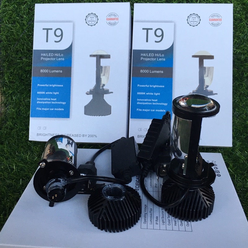 Đèn pha ô tô, xe máy bi cầu mini T9, 35W chân H4 (giá 1 bóng)
