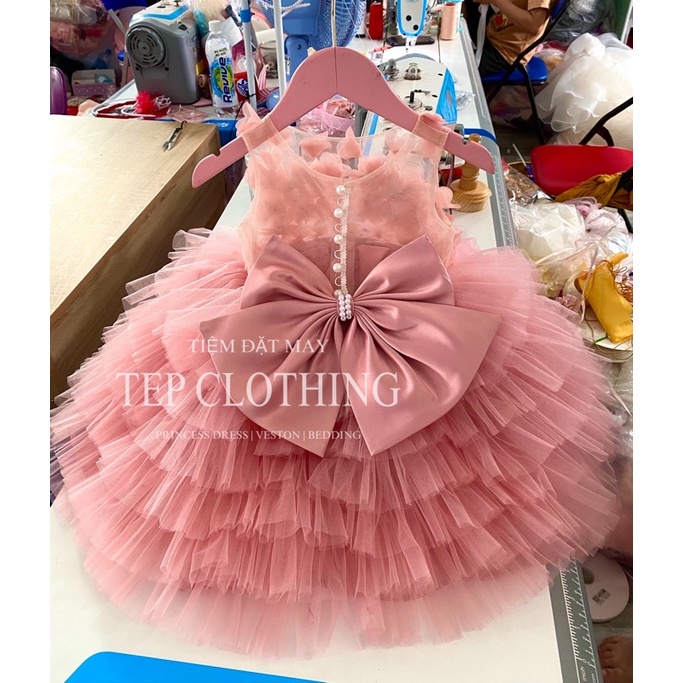 𝐋𝐀𝐃𝐎𝐍𝐍𝐀 Đầm Công Chúa Kết Hoa Thiết Kế Cho Bé Gái By Tep Clothing- Hình Thật Tep Chụp