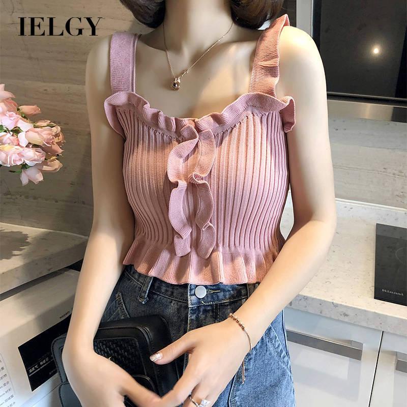 Áo dệt kim IELGY sát nách thời trang mùa hè cho nữ
