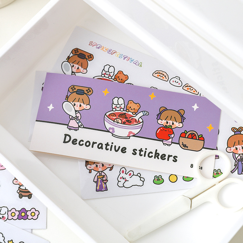 Set 8 Tờ Nhãn Dán Trang Trí Sổ Tay Kiểu Dáng Đơn Giản Sáng Tạo