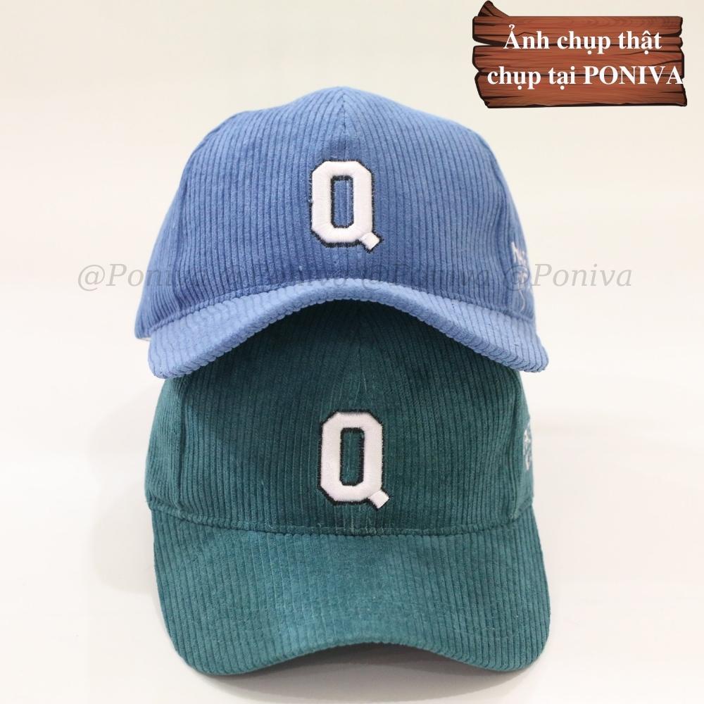 Mũ lưỡi trai ❤️ Nón kết thêu chữ Q chất nhung tăm form unisex phong cách Ulzzang Thời trang PONIVA siêu hot