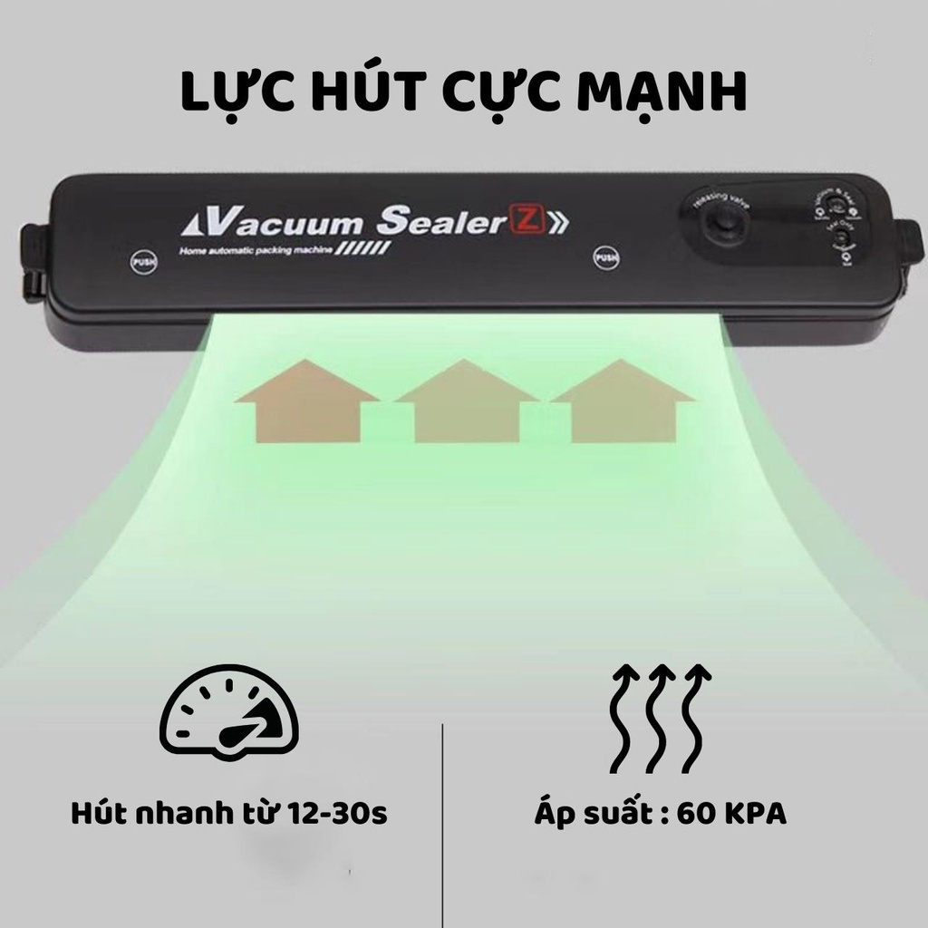 Máy Hút Chân Không Thực Phẩm Kèm Hàn Miệng Túi Vacuum Sealer - Máy Hút Chân Không Thực Phẩm Gia Đình Hút Khỏe, Hết Khí