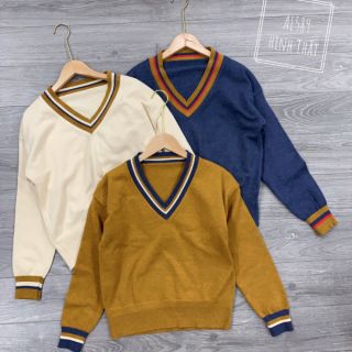 Áo Len cổ tim chạy viền